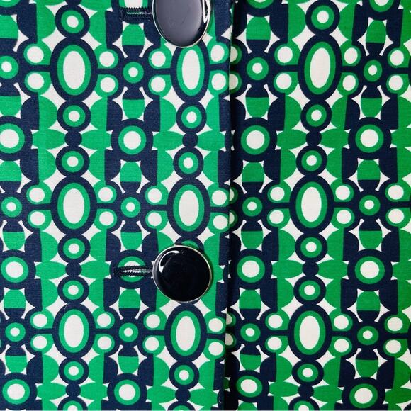 Josephine Chaus green blue white abstract button office retro preppy blazer 8 - Picture 4 of 7